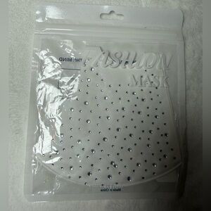 NWT White Fashion Mask with Rhinestones
